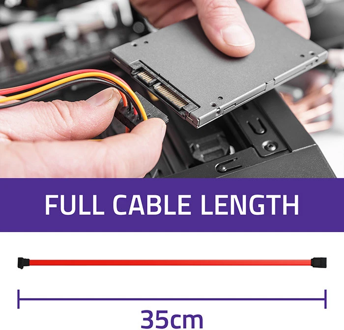 Qoltec SATA kabelis Tiesus ir kampu 0.35m