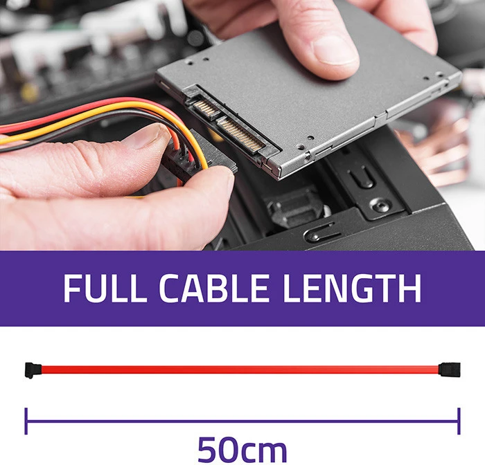 Qoltec SATA kabelis Tiesus ir kampu 0,5 m