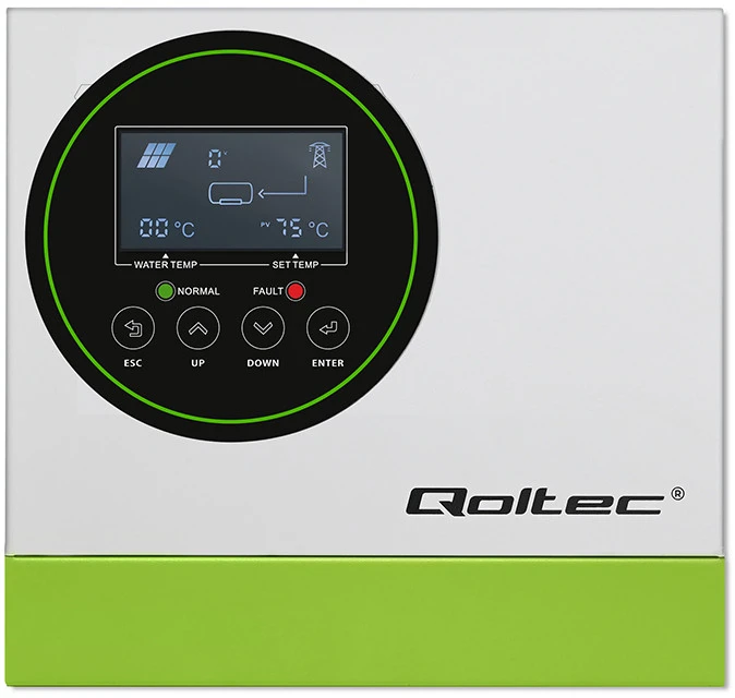 QOLTEC 53872 saulės inverteris vandens šildymui ECO Solar Boost MPPT BYPASS LCD 4kW