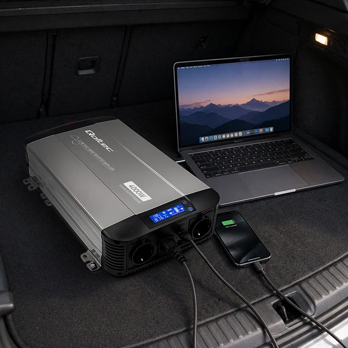 Qoltec Pure Sine Wave | 12V na 230V | 2000/4000W | UPS BYPASS