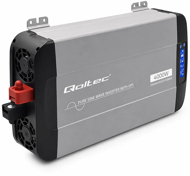 Qoltec Pure Sine Wave | 12V na 230V | 2000/4000W | UPS BYPASS