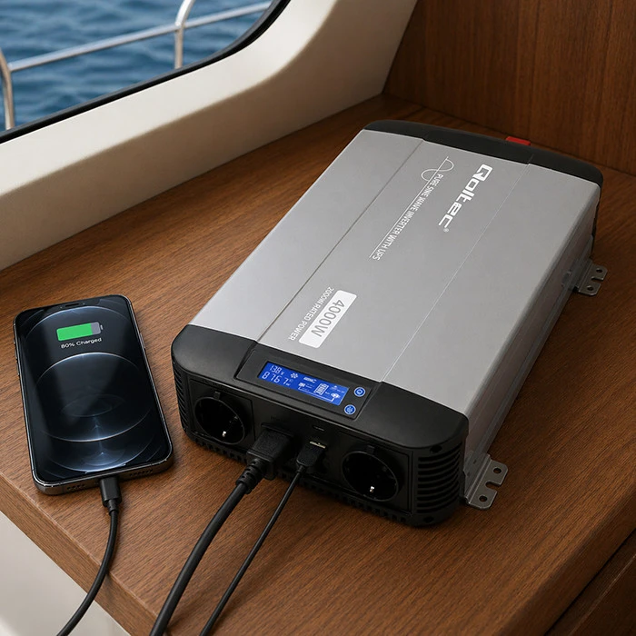 Qoltec Pure Sine Wave | 12V na 230V | 2000/4000W | UPS BYPASS