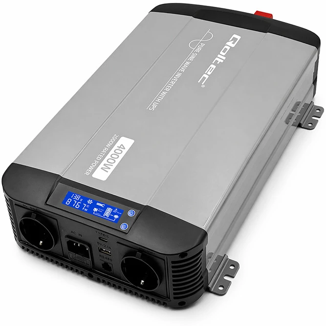 Qoltec Pure Sine Wave | 12V na 230V | 2000/4000W | UPS BYPASS