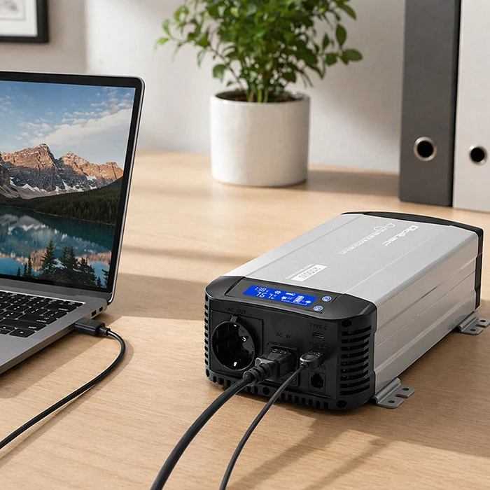 Qoltec Pure Sine Wave | 12V na 230V | 1000/2000W | UPS BYPASS
