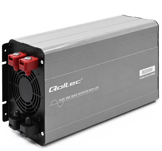 Qoltec Pure Sine Wave | 12V na 230V | 4000/8000W | UPS BYPASS