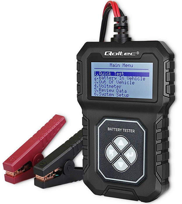 Qoltec Skaitmeninis tester akumulatora su LCD | Polskie Menu | 12V | AGM | GEL | STD | 30-220AH