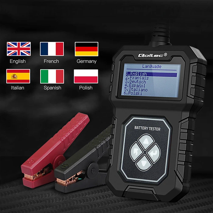 Qoltec Skaitmeninis tester akumulatora su LCD | Polskie Menu | 12V | AGM | GEL | STD | 30-220AH