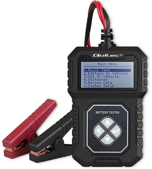 Qoltec Skaitmeninis tester akumulatora su LCD | Polskie Menu | 12V | AGM | GEL | STD | 30-220AH