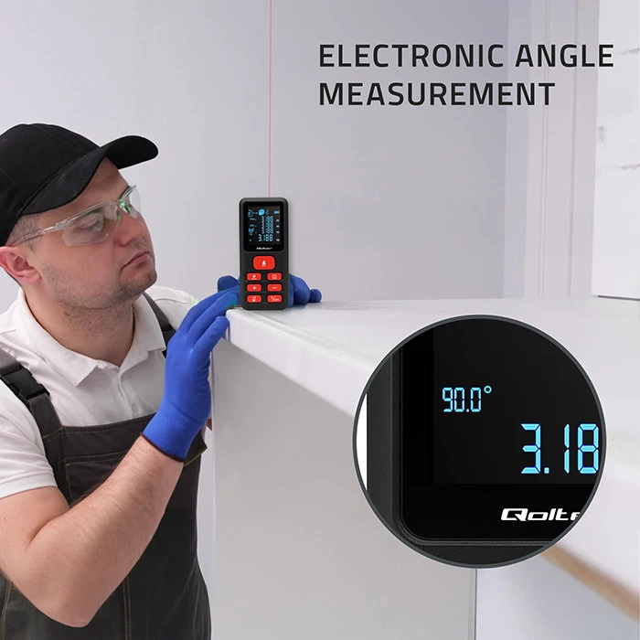 „Qoltec Precision“ skaitmeninis lazerinis atstumo matuoklis su elektroniniu nivelyru | su LCD ekranu | 120 m