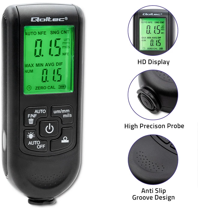 QOLTEC 50630 Dangos storio matuoklis su LCD / 0 / 2000um