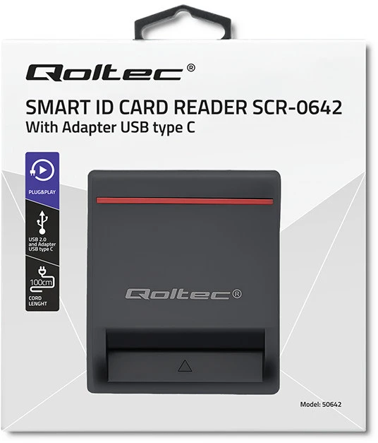 QOLTEC Smart chip ID kortelių skaitytuvas USB 2.0 Plug&Play