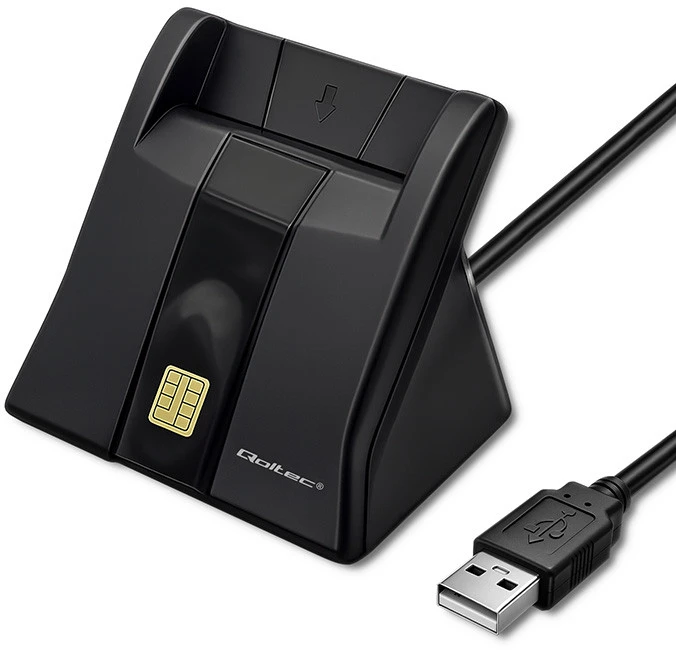 QOLTEC Smart chip ID kortelių skaitytuvas USB 2.0 Plug&Play vertikalus