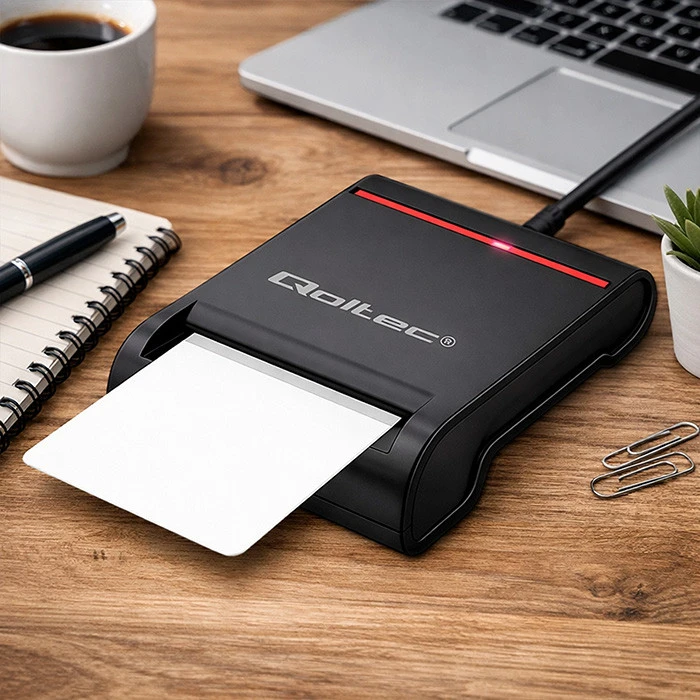 QOLTEC Smart chip ID kortelių skaitytuvas USB 2.0 Plug&Play