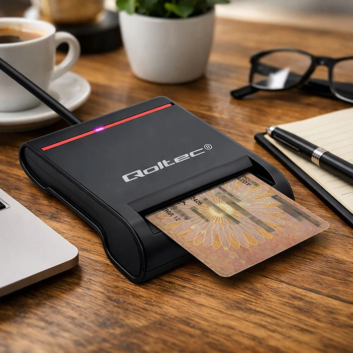 QOLTEC Smart chip ID kortelių skaitytuvas USB 2.0 Plug&Play
