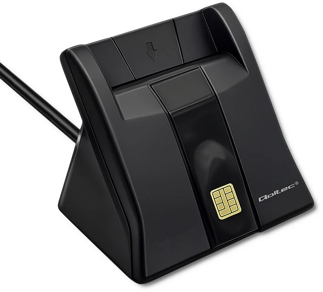 QOLTEC Smart chip ID kortelių skaitytuvas USB 2.0 Plug&Play vertikalus