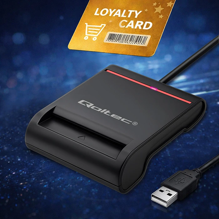 QOLTEC Smart chip ID kortelių skaitytuvas USB 2.0 Plug&Play