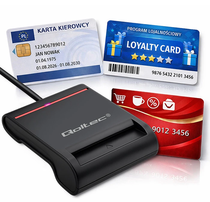 QOLTEC Smart chip ID kortelių skaitytuvas USB 2.0 Plug&Play