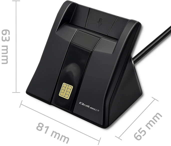 QOLTEC Smart chip ID kortelių skaitytuvas USB 2.0 Plug&Play vertikalus