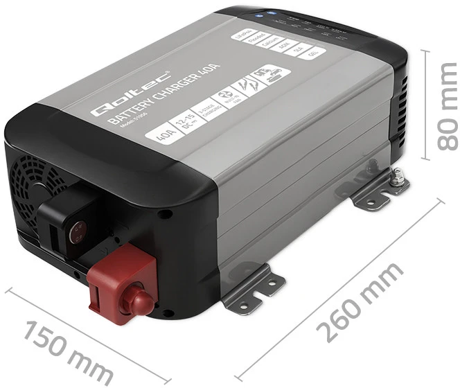 Akumuliatorius QOLTEC 51956 išmanusis „Monolith“ įkroviklis LiFePO4 AGM GEL SLA akumuliatoriams / 40A / 12V