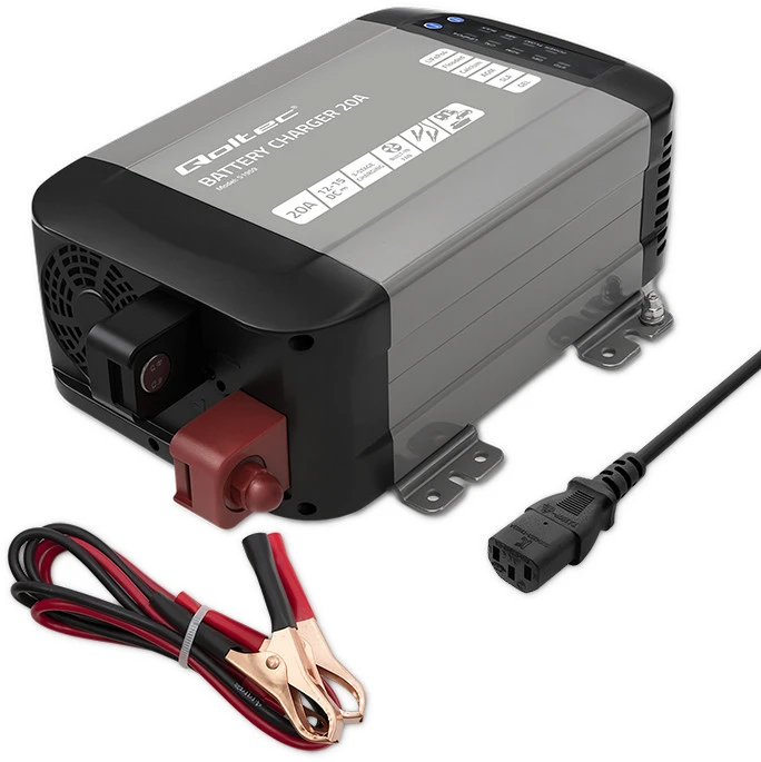 QOLTEC 51959 Smart Monolith įkroviklis LiFePO4 AGM GEL SLA akumuliatoriams / 20A / 12V