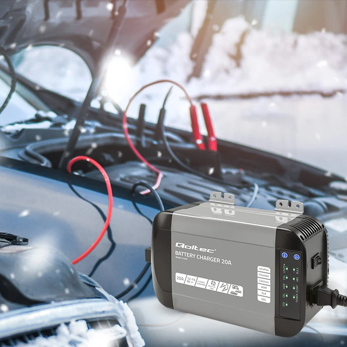 QOLTEC 51959 Smart Monolith įkroviklis LiFePO4 AGM GEL SLA akumuliatoriams / 20A / 12V