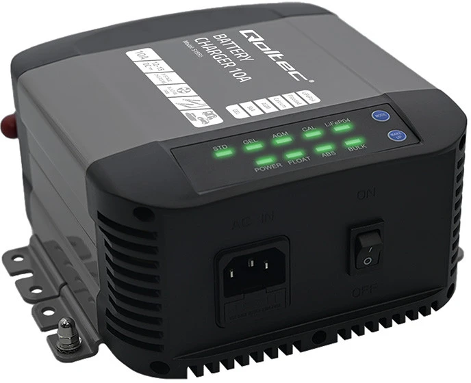 QOLTEC 51958 Smart Monolith įkroviklis LiFePO4 AGM GEL SLA akumuliatoriams / 10A / 12V