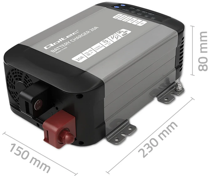 QOLTEC 51959 Smart Monolith įkroviklis LiFePO4 AGM GEL SLA akumuliatoriams / 20A / 12V