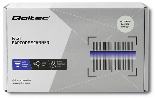 Qoltec 50864 stalinis QR ir brūkšninių kodų skaitytuvas | USB