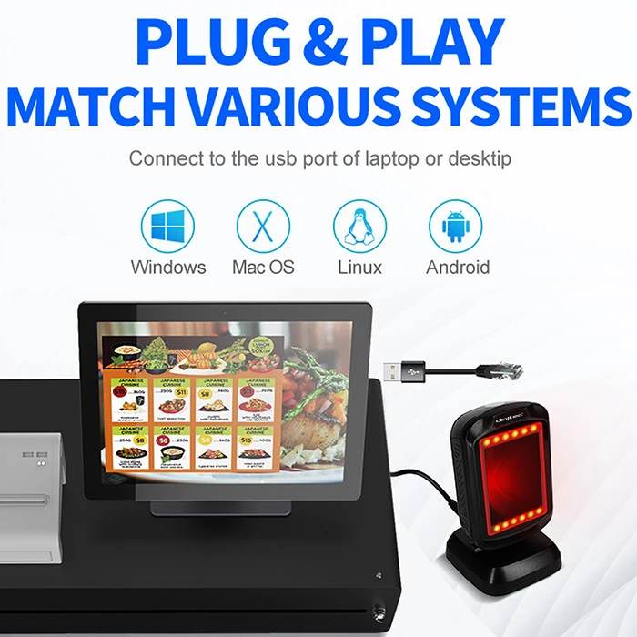 Qoltec 50864 stalinis QR ir brūkšninių kodų skaitytuvas | USB