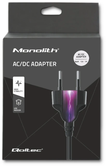 QOLTEC 51108 Universalus kintamosios srovės adapteris 84W 12V 7A 5.5 2.1 + maitinimo laidas