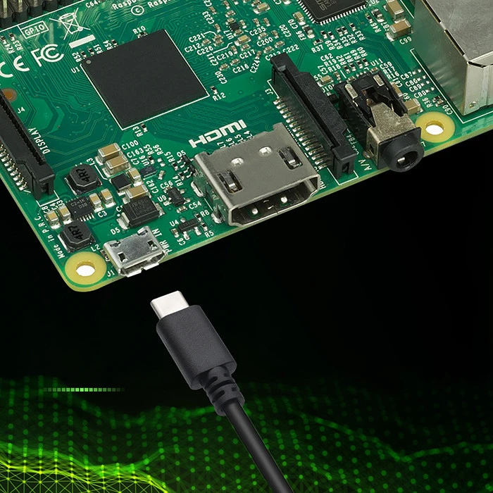 Qoltec Įkroviklis Super FAST PD do Raspberry PI 5 | USB-C | 27W | 5.1V | 5A | Juoda