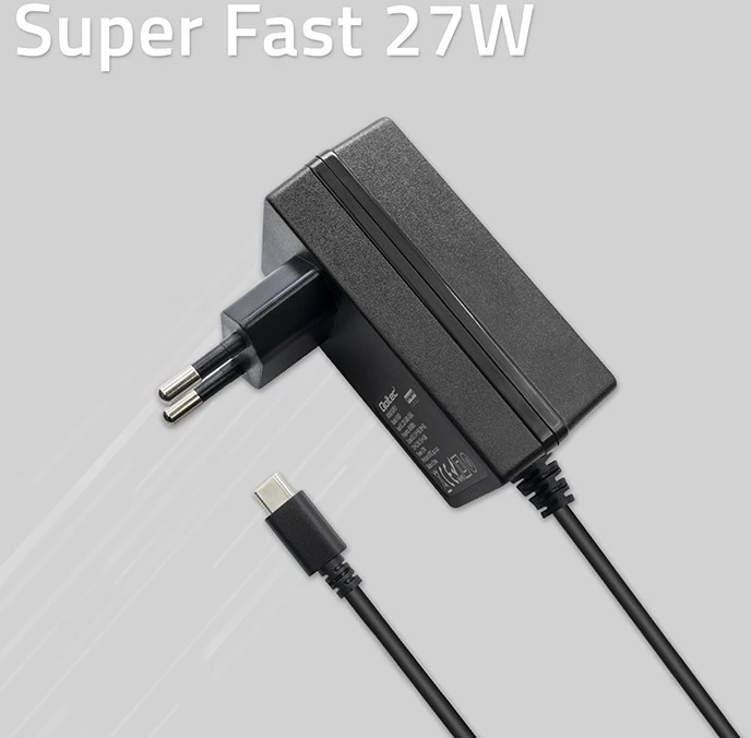 Qoltec Įkroviklis Super FAST PD do Raspberry PI 5 | USB-C | 27W | 5.1V | 5A | Juoda