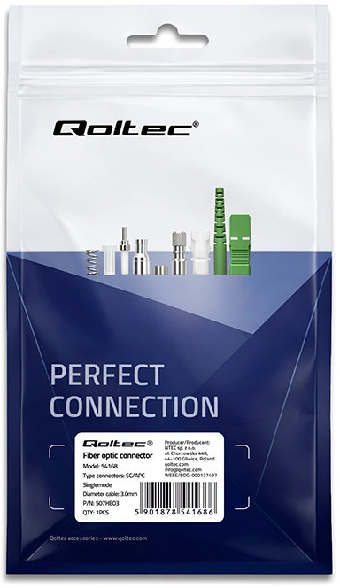 Qoltec Šviesolaidžio jungtis SC/APC 3.0mm singlemode