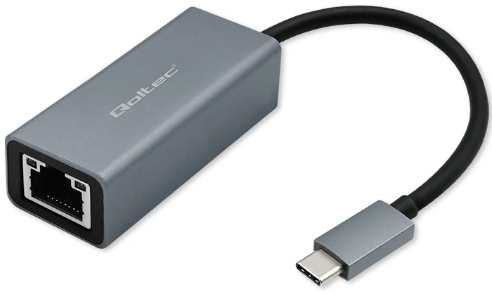 Qoltec USB-C į RJ45 eterneto adapteris | 1000 Mbps | aliuminio korpusas