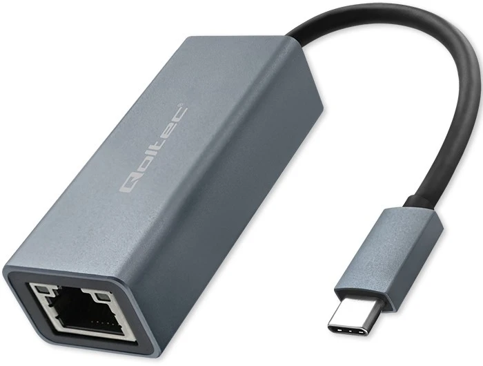 Qoltec USB-C į RJ45 eterneto adapteris | 1000 Mbps | aliuminio korpusas