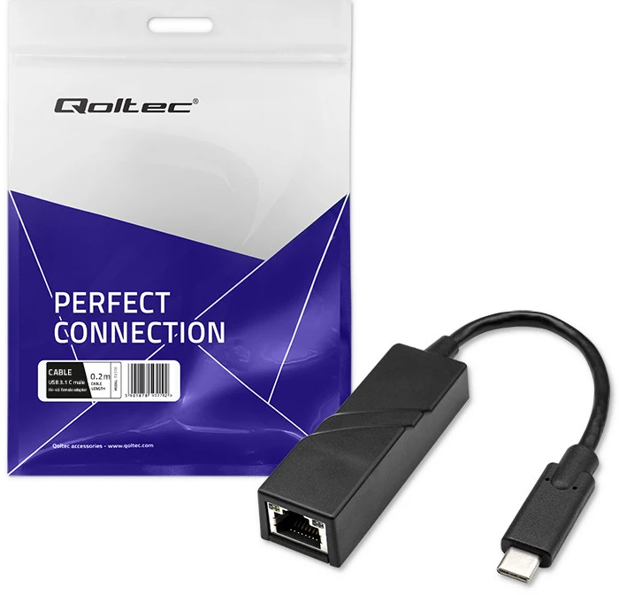QOLTEC 50378 Qoltec USB adapteris Type C vyriškas / RJ-45 moteriškas 20cm