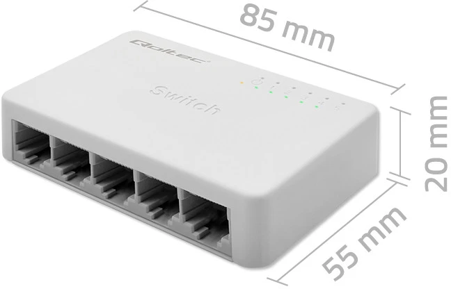 Šakotuvas Qoltec 52247 Tinklo jungiklis 5 x RJ45 prievadas | 1000Mbps | LAN
