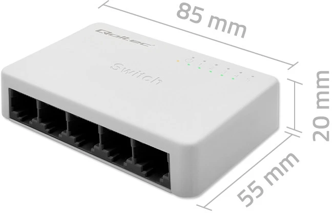 Šakotuvas Qoltec 52245 Tinklo jungiklis 5 x RJ45 prievadai | 100 Mbps | LAN