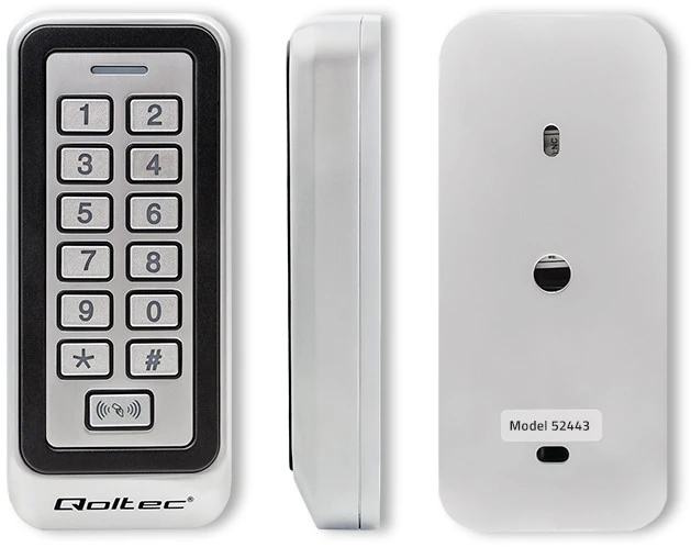 QOLTEC 52443 Kodinė spyna TRITON su RFID su RFID skaitytuvu Kodų kortelės rakto pultelis IP68 EM