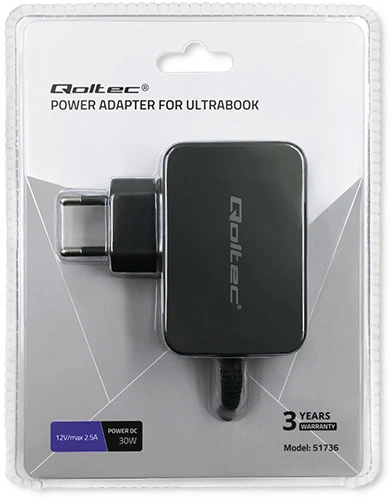 QOLTEC 51736 Universalus maitinimo adapteris 30W 7 priedai + maitinimo laidas