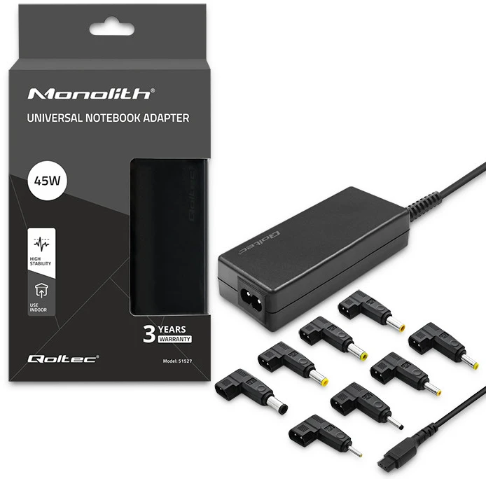 QOLTEC 51527 Universalus maitinimo adapteris 45W 8 kištukai + maitinimo laidas