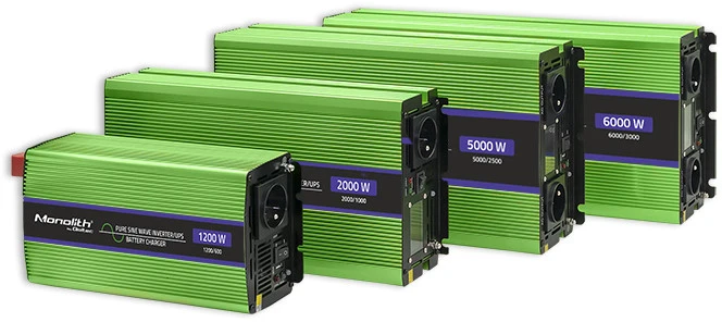 QOLTEC 51941 grynos sinusinės bangos keitiklis, monolitinis / akumuliatoriaus įkroviklis / UPS / 1200 W / 600 W / 12 V–230 V