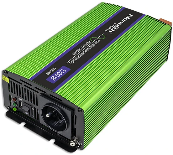 QOLTEC 51941 grynos sinusinės bangos keitiklis, monolitinis / akumuliatoriaus įkroviklis / UPS / 1200 W / 600 W / 12 V–230 V
