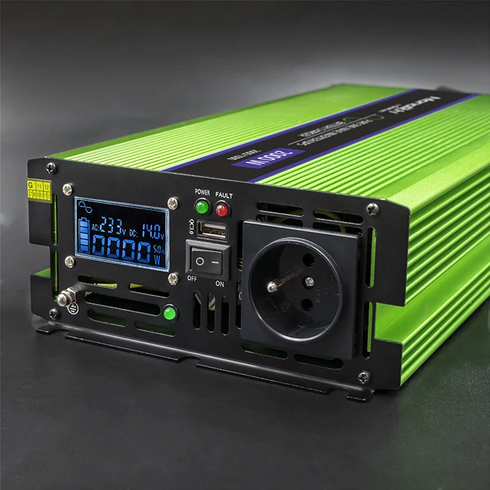 QOLTEC 51942 grynos sinusinės bangos keitiklis, monolitas / akumuliatoriaus įkroviklis / UPS / 1000 W / 2000 W / 12 V iki 230 V / LCD