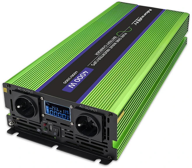 QOLTEC 51943 grynos sinusinės bangos keitiklis, monolitas / akumuliatoriaus įkroviklis / UPS / 4000 W / 2000 W / 12 V iki 230 V / LCD