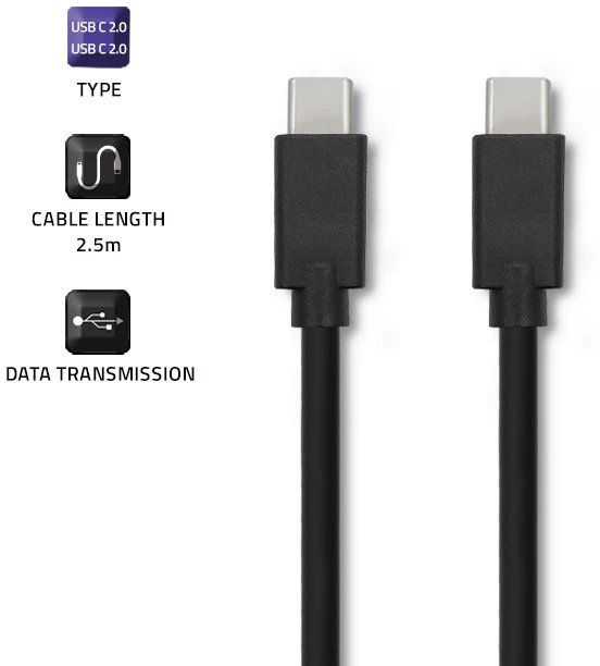 QOLTEC 52347 USB 2.0 cable type C male USB 2.0 type C male 2.5m Juodas