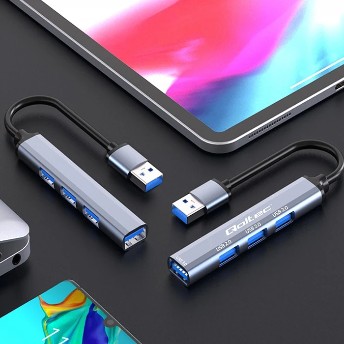 Centratorius adapteris USB 3.0 4in1 3x 2.0 Qoltec