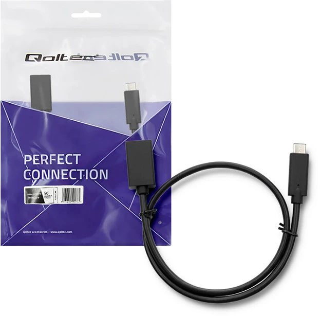QOLTEC 50486 Qoltec Cable USB 3.1 tipo C kištukas USB 3.0 A moteriškas 0,5 m