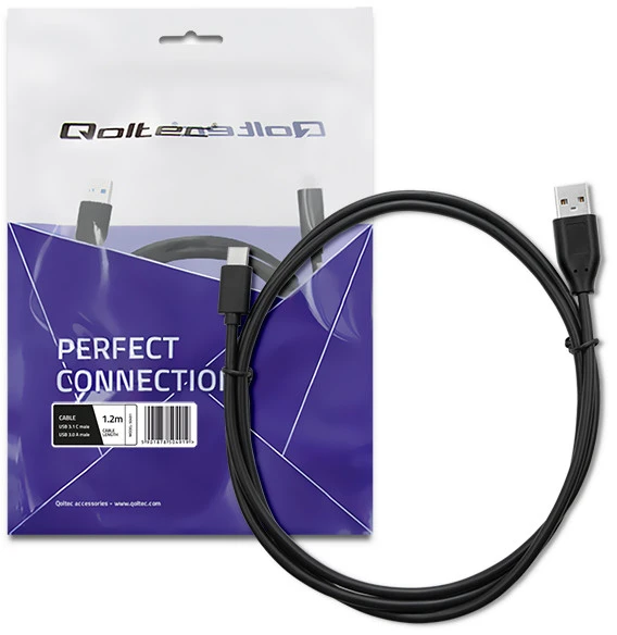 QOLTEC 50491 kabelis USB 3.1 tipo C kištukas USB 3.0 A kištukas 1,2 m