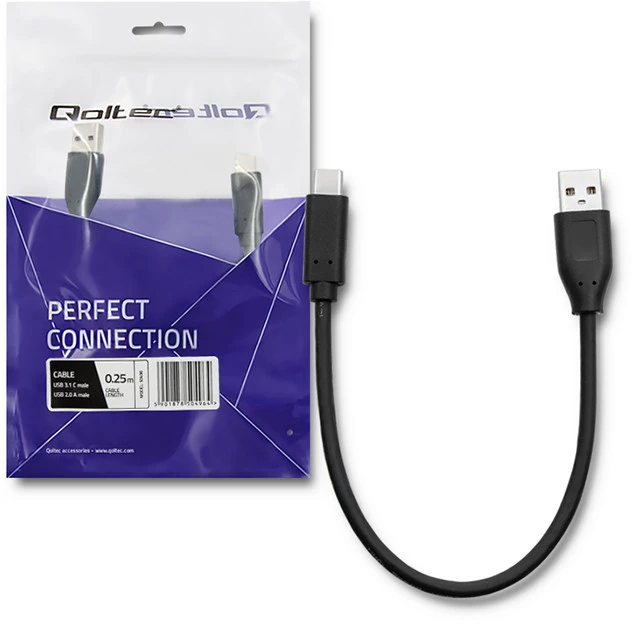 QOLTEC 50496 kabelis USB 3.1 C tipo kištukas USB 2.0 A kištukas 0,25 m